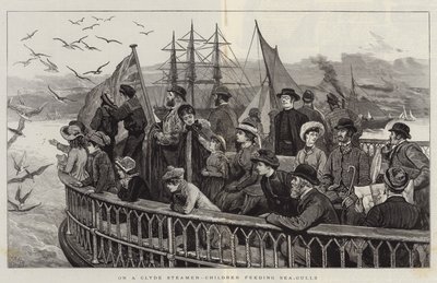 On a Clyde Steamer, Children feeding Sea-Gulls by Joseph Nash